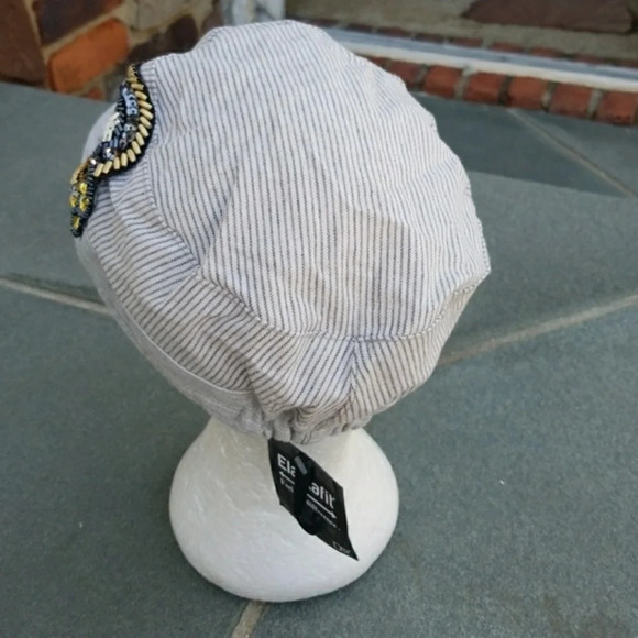 Skull sequin‎  stripe cotton baseball cap NWT - Picture 2 of 7